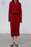 SWAYING/KNIT cashmere stand collar short cardigan SW24RE1T06 red